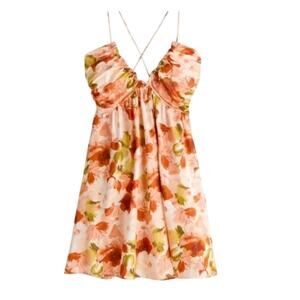 Abercrombie Backless Mini Dress XST TALL Pink Flower Floral Strappy Feminine